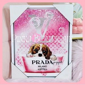 💗{Prada Pupper} Lovely Pink LV Bubble Bath Time | Luxury Wall Art!